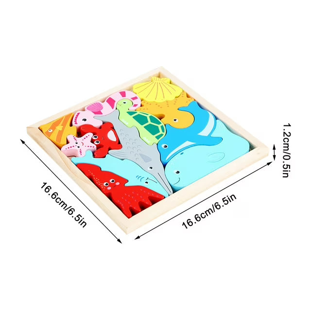 Fidtoy Tangram Dinosaurio de Madera – Juguete Educativo Montessori para Niños Pequeños