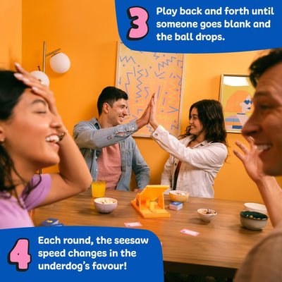 Fidtoy Tilt ’n’ Shout Speedy Seesaw Family Board Game for Kids & Adults | Plastic Party Game, 150 Category Cards, Interactive Marble Timer, Team Communication & Fast Answer Challenge Age 10+