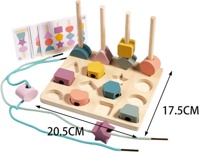 Fidtoy Jeu de tri et d'enfilage en bois Montessori pour développer la motricité fine des enfants de 2 à 6 ans