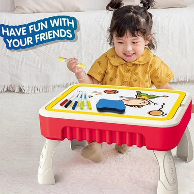 Fidtoy 3 In 1 Multifunctional Briefcase Building Blocks Table, Plastic Portable Building Table and Drawing Board Set, Fine Motor Creative Play Toy Ages 3+