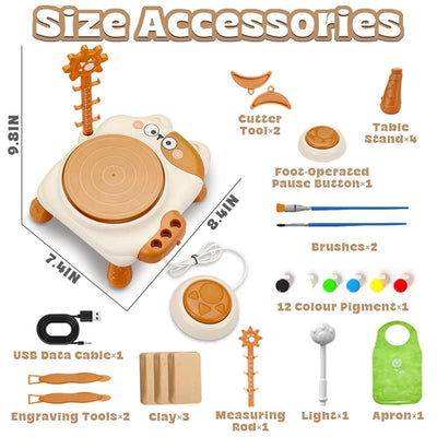 Kit de herramientas de arte de juego de simulación de torno de alfarero eléctrico DIY Cat - 03D