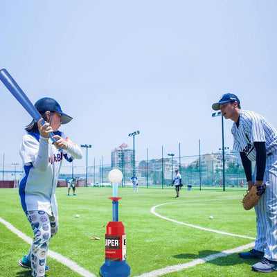 Fidtoy Baseball Sports Play Set For Kids  Beginner T Ball Batting Toy Set with Launcher, Bat and Soft Baseballs for Outdoor Practice