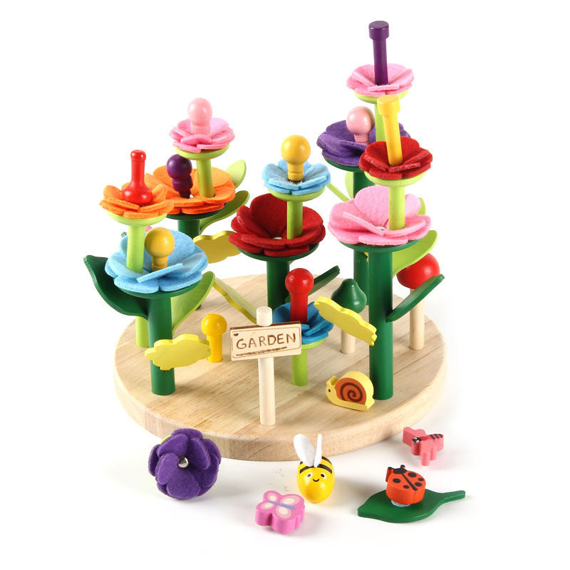 Jouets de construction pour enfants en bois, à insérer, pour jardin