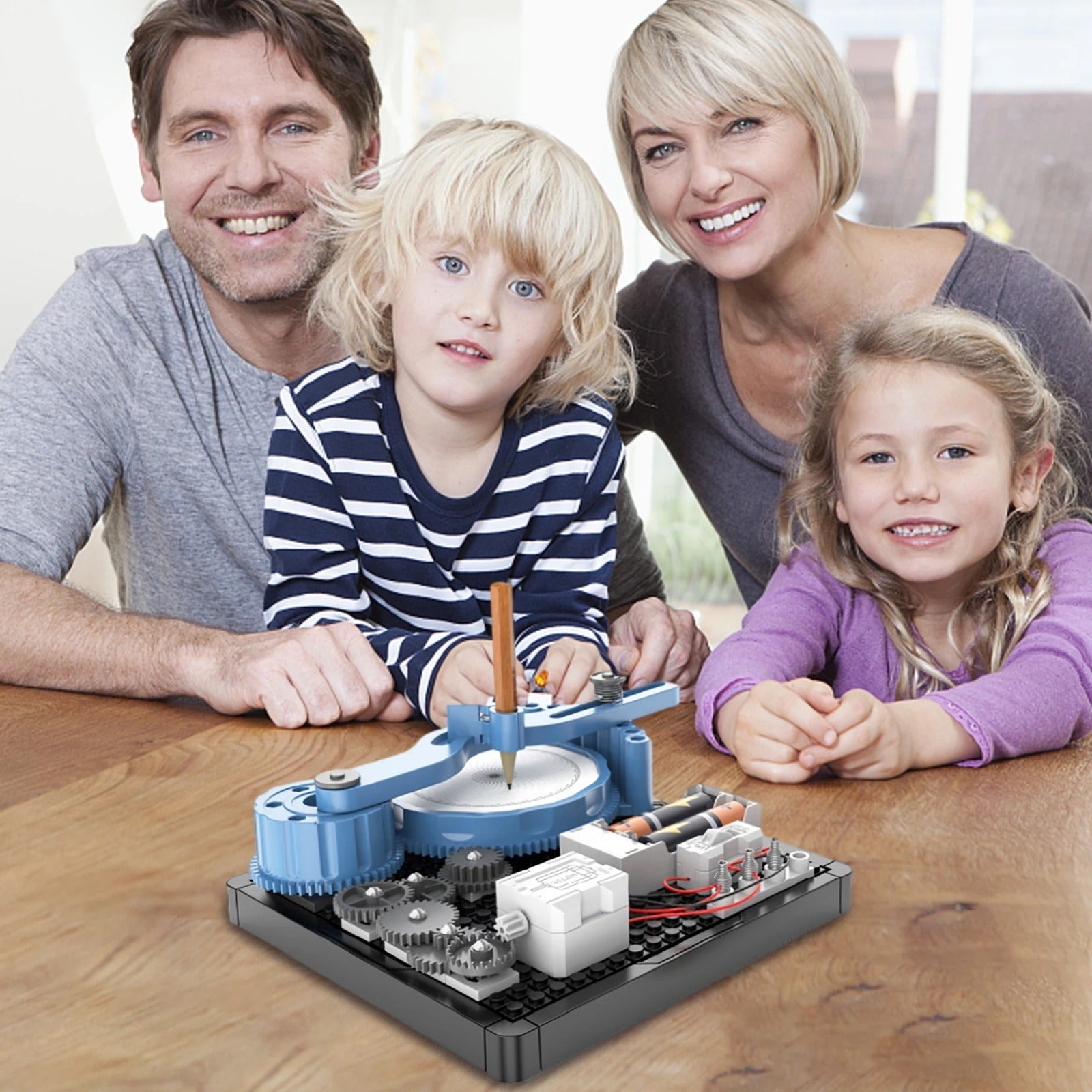 Fidtoy STEAM Electronics Exploration Circuit Machinery-Painting Kit for Kids Ages 8+, Plastic DIY Circuit Drawing Toy with Gears, Components and 48 Pattern Projects