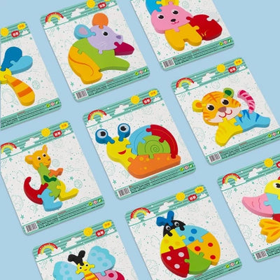 Fidtoy Puzzle 3D Mignon Animal - Modèle Aléatoire, Puzzle en Bois pour Tout-petits, Compétences Spatiales Préscolaires et Jouet d'apprentissage Précoce pour les 2-6 Ans