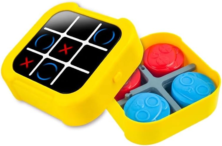 Fidtoy 5-in-1 Electronic Touch Tic Tac Toe Puzzle Game for Kids, Rechargeable Portable Strategy Game Box with Memory Master, Whack-a-Mole, Melody Play and Two-Player Tic Tac Toe Age 3+