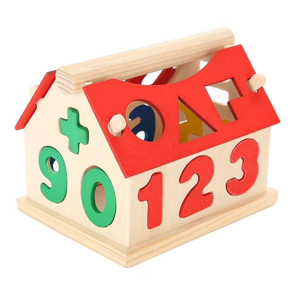 Fidtoy Wooden Number House Toy for Kids | Montessori Counting and Shape Learning