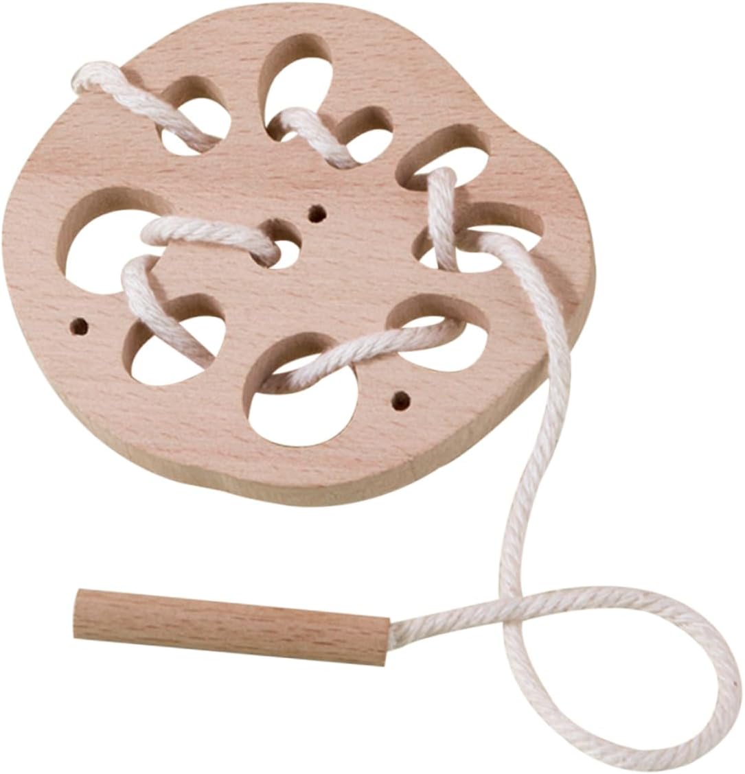 Jouets à enfiler en bois en forme de racine de lotus pour enfants, apprentissage de la coordination œil-main, jeu de laçage pour enfants