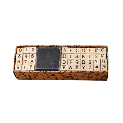 Fidtoy Wooden Number and Letter Stamp Set 40 Pieces Alphabet Rubber Stamps with Inkpad for Kids DIY Cards Scrapbooks Journals Ages 3+