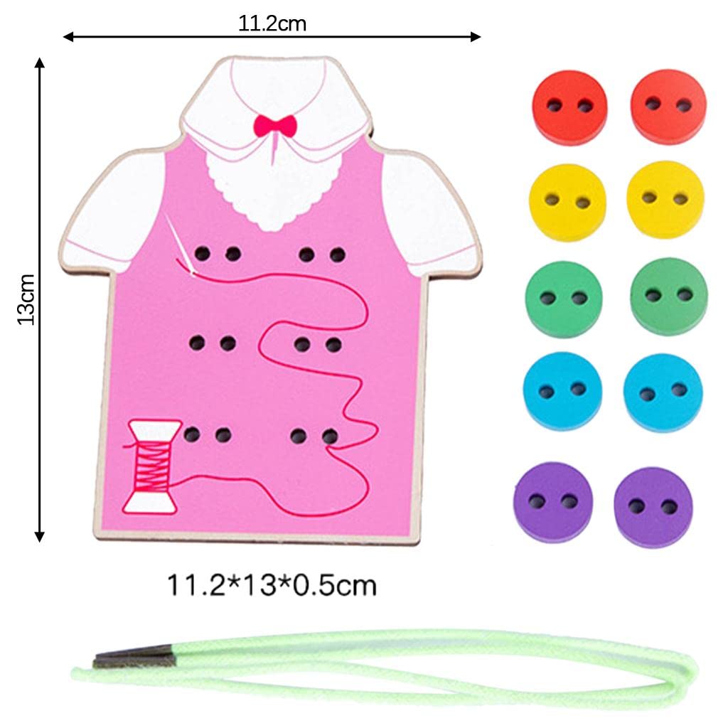 UJEAVETTE Montessori Jouets éducatifs Jouets à enfiler pour tout-petits Cadeaux Vêtements Rose