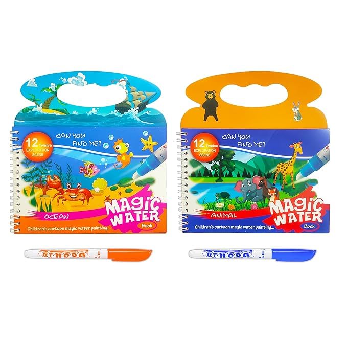 Livre Magique à l'Eau Fidtoy - Activité de Coloriage Réutilisable pour Enfants 3+ Animaux
