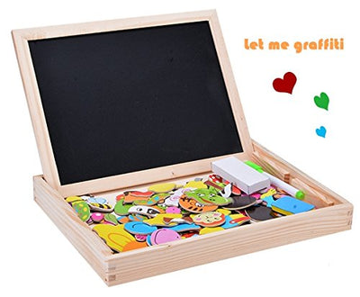 Puzzle en bois multifonctionnel avec panneau de saveurs et tableau créatif