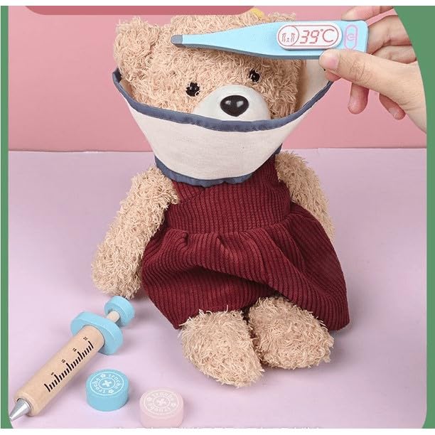Fidtoy Wooden Children Doctor Pretend Play Set for Kids | 43Pcs Doctor Tool Kit, Medical Role Play Toy, Dentist Accessories, Stethoscope, Doctor Bag & Social Skills Toy Age 2-6