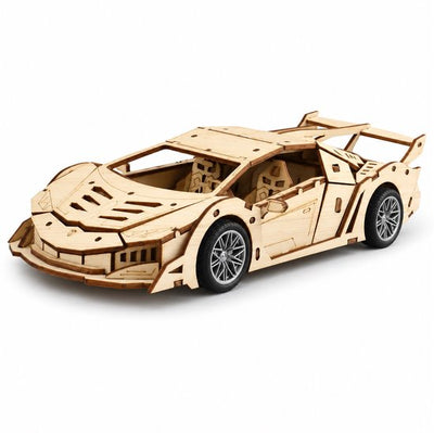 Fidtoy Puzzle 3D en Bois Voiture Supercar à Rétrofriction 114 Pièces, Maquette de Voiture en Bois pour Adolescents et Amateurs de Puzzles à partir de 14 Ans