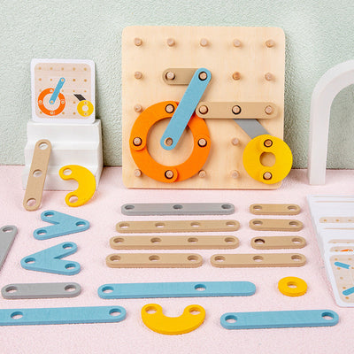 Planche à clous en bois Montessori, jouet géoplan à motifs et formes