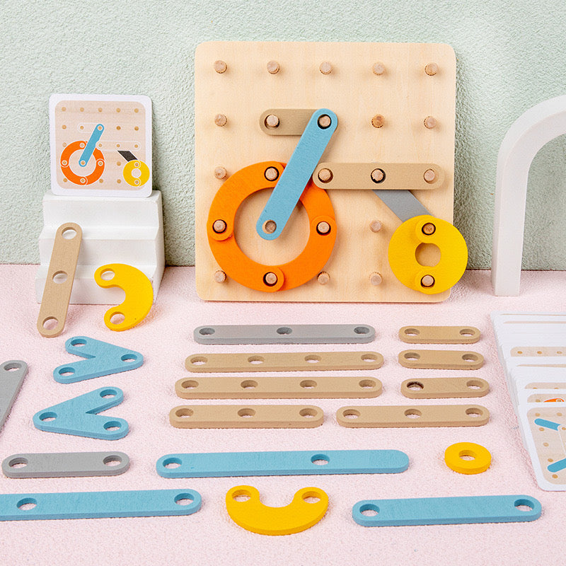 Planche à clous en bois Montessori, jouet géoplan à motifs et formes