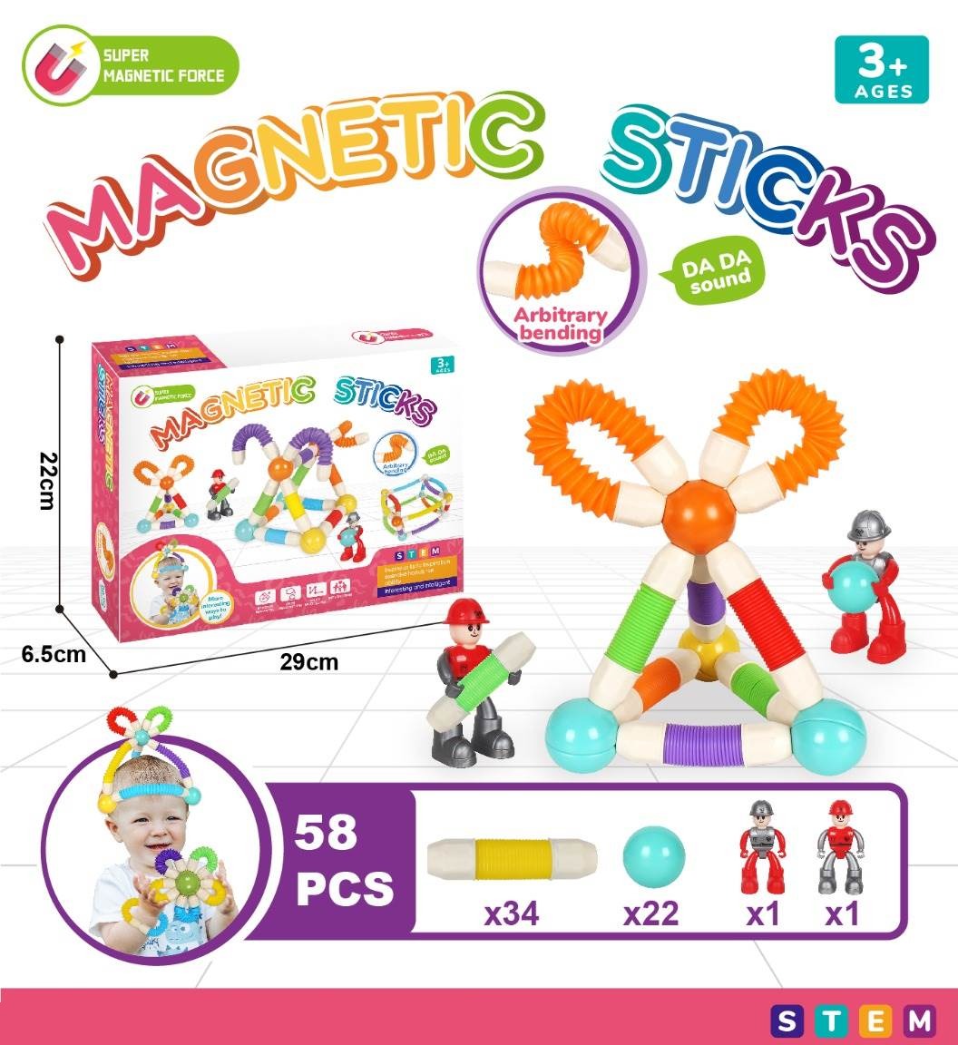 Pop Tube Bâtonnets Magnétiques Puzzle avec Personnage -158