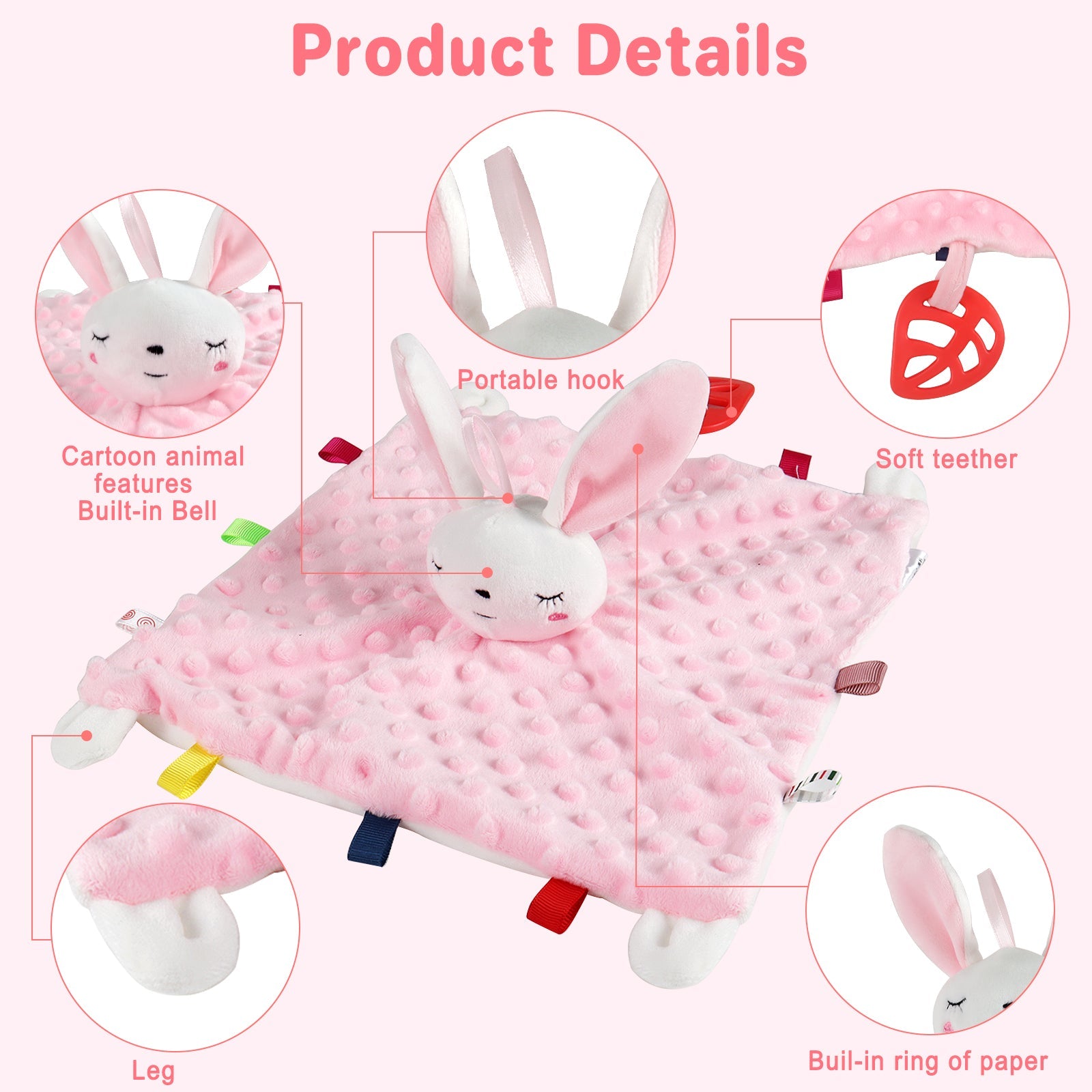 Lot de 2 doudous pour nouveau-nés, jouets sensoriels pour bébés, peluches animales douces pour nouveau-nés, cadeaux, jouets doux au toucher pour câlins