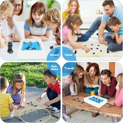 Jeu de société familial Fidtoy Magnetic Effect Chess Stone, Jeu de stratégie en pierre magnétique avec plateau en éponge, corde de jeu et sac de rangement, Jeu de société de logique familiale pour les 3 ans et plus