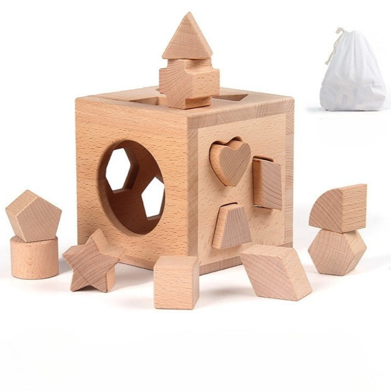 Boîte de tri de formes Montessori avec 12 blocs géométriques