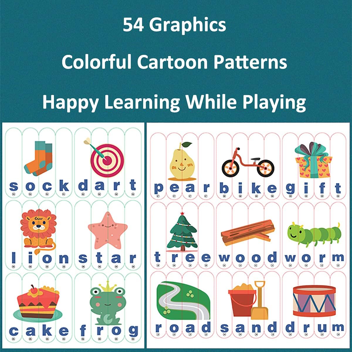 Fidtoy Jeu de Mots en Bois pour Enfants de 2 à 6 Ans, Puzzle de Mots, Alphabet, Jeu d'Association