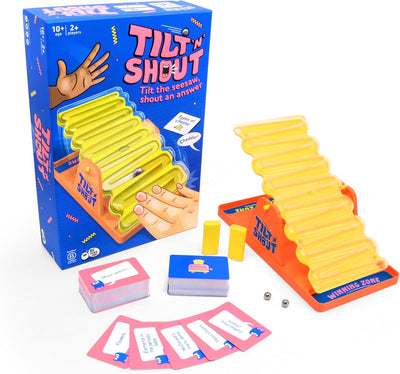 Fidtoy Tilt ’n’ Shout Speedy Seesaw Family Board Game for Kids & Adults | Plastic Party Game, 150 Category Cards, Interactive Marble Timer, Team Communication & Fast Answer Challenge Age 10+