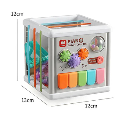Fidtoy Cube piano d'apprentissage 5-en-1 pour bébés, cube d'activités musicales interactif avec touches de piano, lumières, effets sonores et jeux d'apprentissage précoce pour les 2-6 ans
