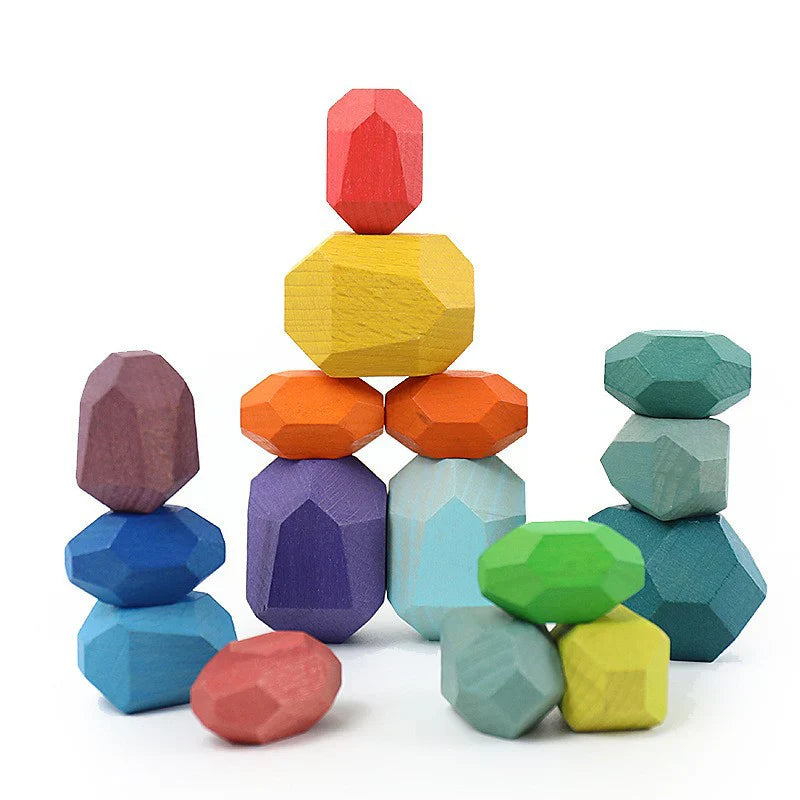 Piedras de equilibrio de madera para clasificar y apilar