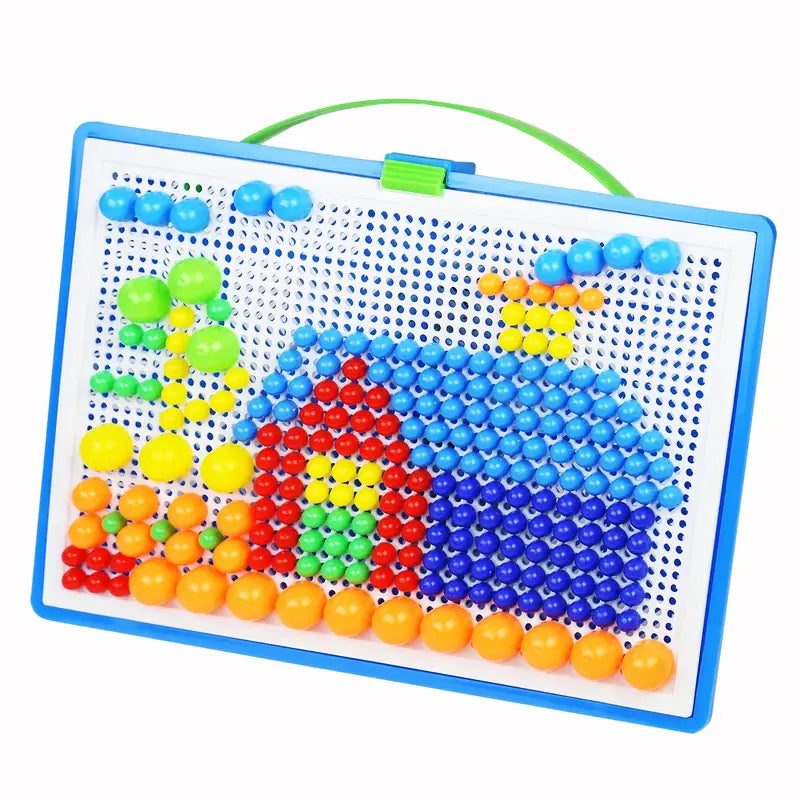 Fidtoy Montessori Mosaic Pegboard Puzzle 300 Piece Mushroom Peg Creative Learning Toy for Kids