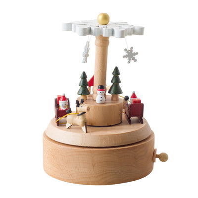Débutant--Boîte à Musique en Bois Décoration Flocon de Neige de Noël Cerf
