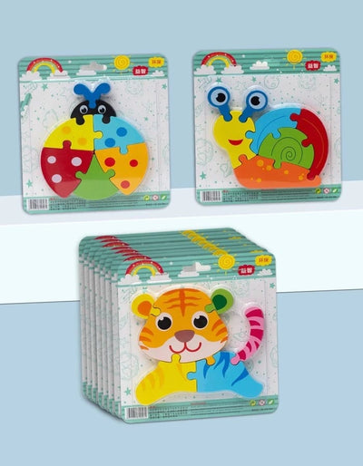 Fidtoy Puzzle 3D Mignon Animal - Modèle Aléatoire, Puzzle en Bois pour Tout-petits, Compétences Spatiales Préscolaires et Jouet d'apprentissage Précoce pour les 2-6 Ans