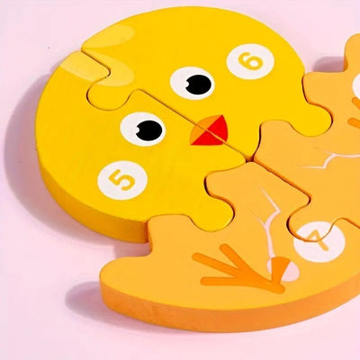 Fidtoy 3D Cognitive Puzzle of Animal Growth - Random Animals, Wooden Animal Growth Puzzle with Numbered Pieces, Montessori Nature Learning Toy for Kids