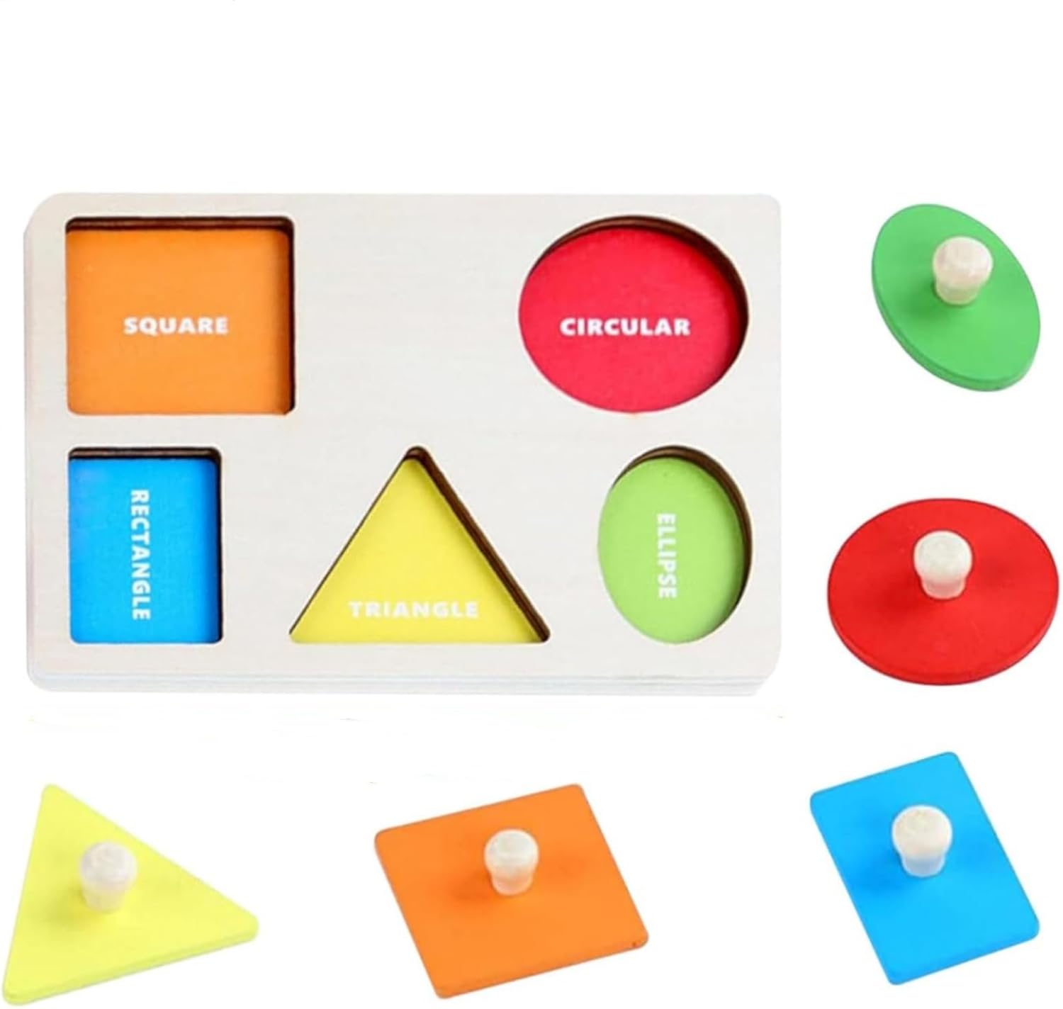 Fidtoy Wooden Shape Peg Puzzle Montessori Shape Sorting Toy for Toddlers Color Recognition Geometric Puzzle Fine Motor Skills Early Learning Toy Gift