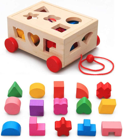 Le kit de jeu en bois Cube Car (15 formes)
