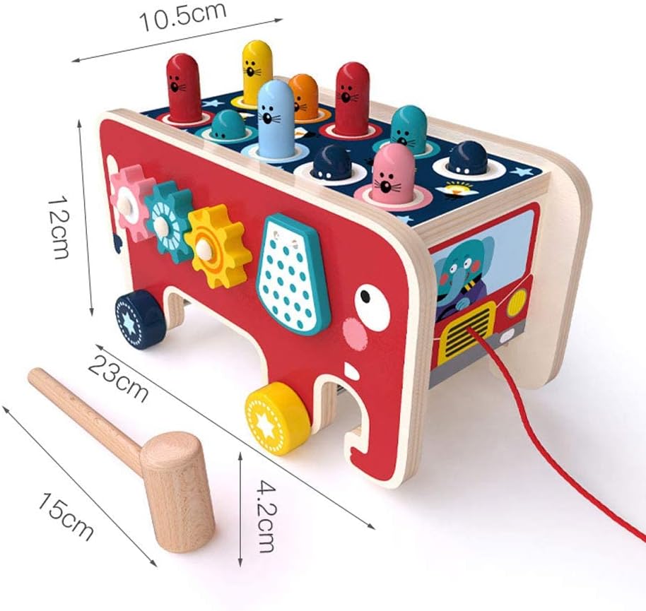 Fidtoy Montessori Pillonage Bench for Toddlers – Wooden Musical Hammer Toy for Early Learning & Fine Motor Skills