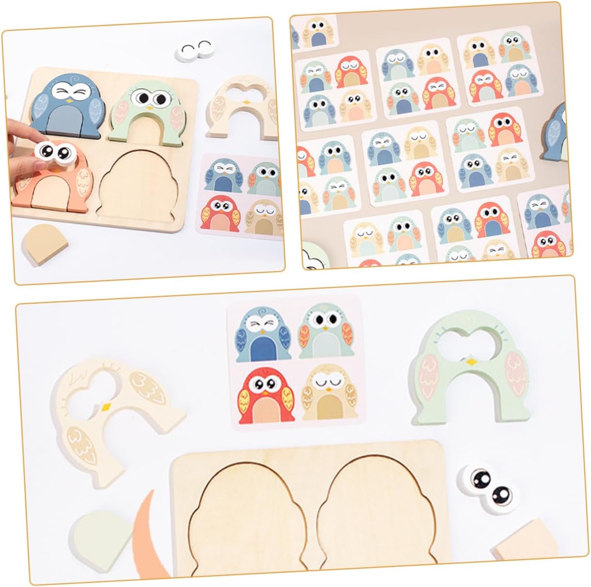 Fidtoy Animal Expression Puzzle Montessori Wooden Matching Puzzle Toy for Kids Emotional Learning Face Matching Fine Motor Skills Educational Gift