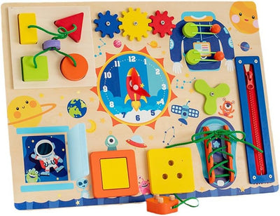Fidtoy Montessori Busy Board Book for Toddlers Sensory Activity Board with Zippers Buckles Buttons Learning Toy Fine Motor Skills Travel Quiet Toy Gift