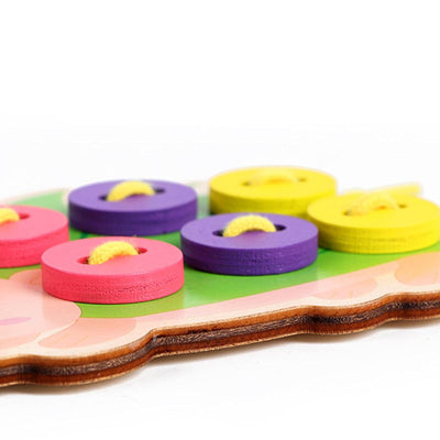 LOOM TREE® 2xBaby Wooden Lacing Threading Toys Sew On Buttons Kids Montessori Aids