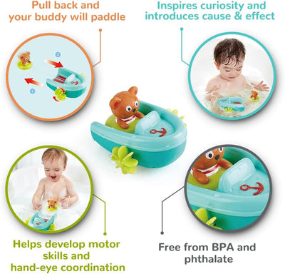 Fidtoy Oso de Peluche con Cuerda, Juguete de Baño para Niños Pequeños, Juego Acuático
