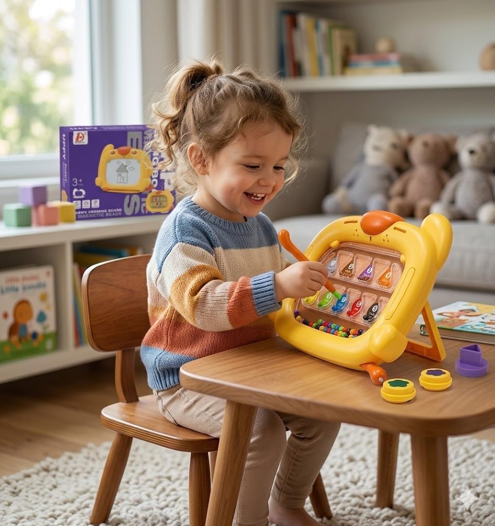 Fidtoy Puppy Drawing Slate and Magnetic Number Color Maze Game 2-in-1 Learning Board for Kids Ages 2-6