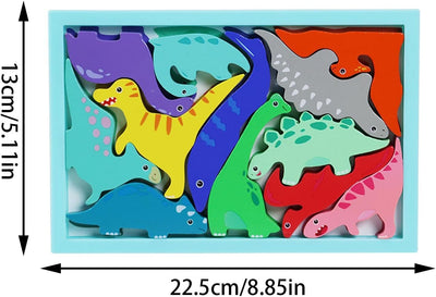 Fidtoy 3D Puzzle Dinosaures à Assembler Modèle Aléatoire, Puzzle Animal Préhistorique en Bois, Jouet de Motricité Fine et de Raisonnement Spatial pour Enfets de 2 à 6 Ans
