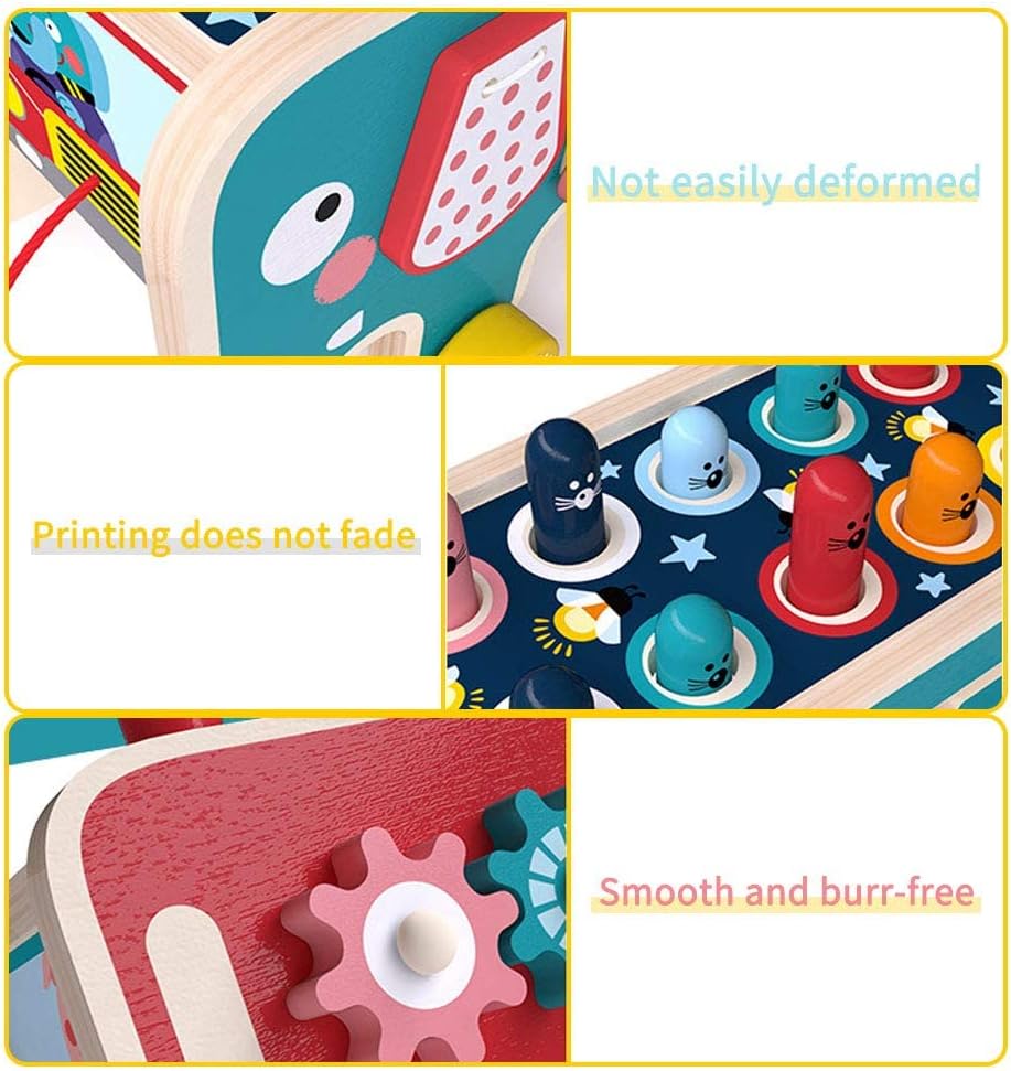 Fidtoy Montessori Pillonage Bench for Toddlers – Wooden Musical Hammer Toy for Early Learning & Fine Motor Skills