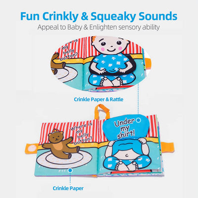 Jollybaby Baby Peek-a-boo Cloth Books, Touch & Feel Crinkle Soft Book for Babies, Infants & Toddler Early Development Interactive Stroller Toys(Hide and Seek)