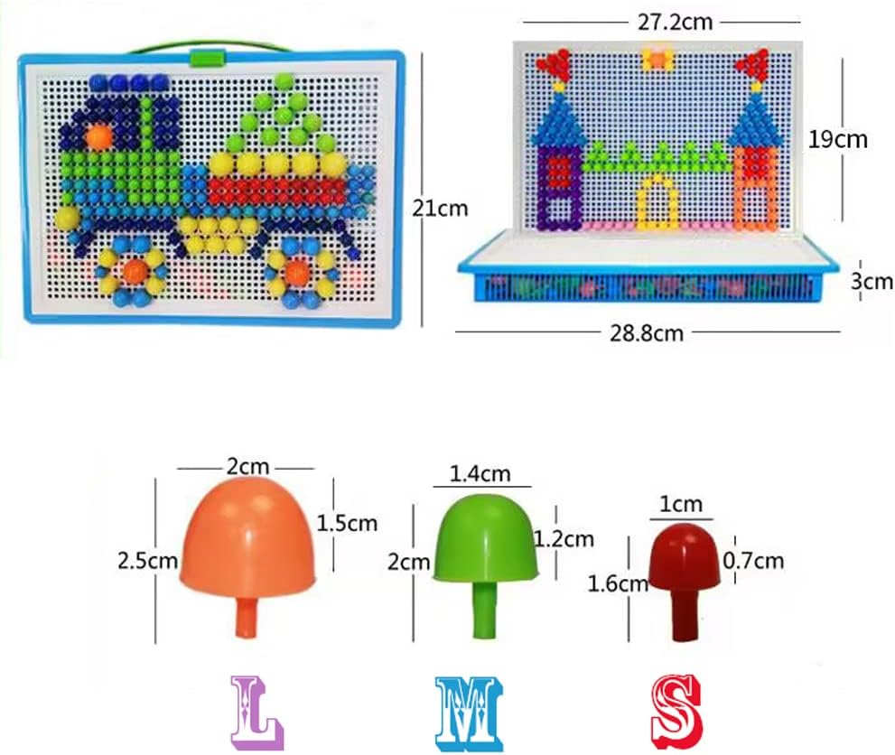 Fidtoy Montessori Mosaic Pegboard Puzzle 300 Piece Mushroom Peg Creative Learning Toy for Kids