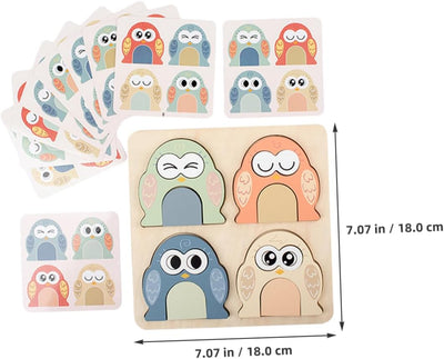 Fidtoy Animal Expression Puzzle Montessori Wooden Matching Puzzle Toy for Kids Emotional Learning Face Matching Fine Motor Skills Educational Gift