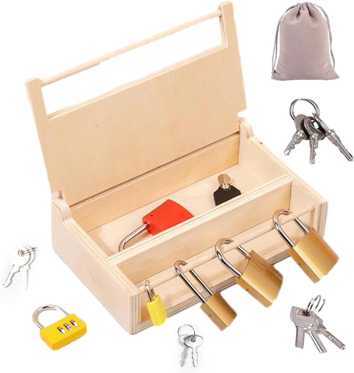 Serrure et Jouet à clé - Déverrouiller le bois | Activités d'apprentissage préscolaire, matériel Montessori en bois et jouets éducatifs pour enfants Shakven
