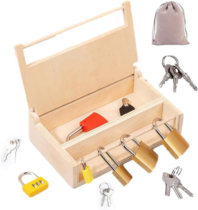 Serrure et Jouet à clé - Déverrouiller le bois | Activités d'apprentissage préscolaire, matériel Montessori en bois et jouets éducatifs pour enfants Shakven