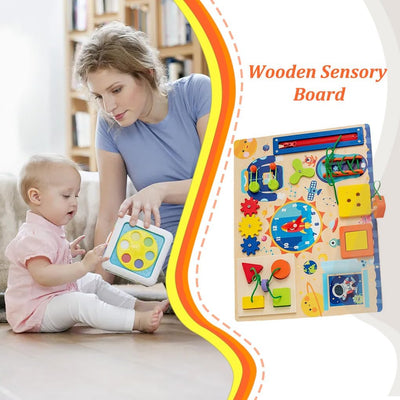 Fidtoy Montessori Busy Board Book for Toddlers Sensory Activity Board with Zippers Buckles Buttons Learning Toy Fine Motor Skills Travel Quiet Toy Gift