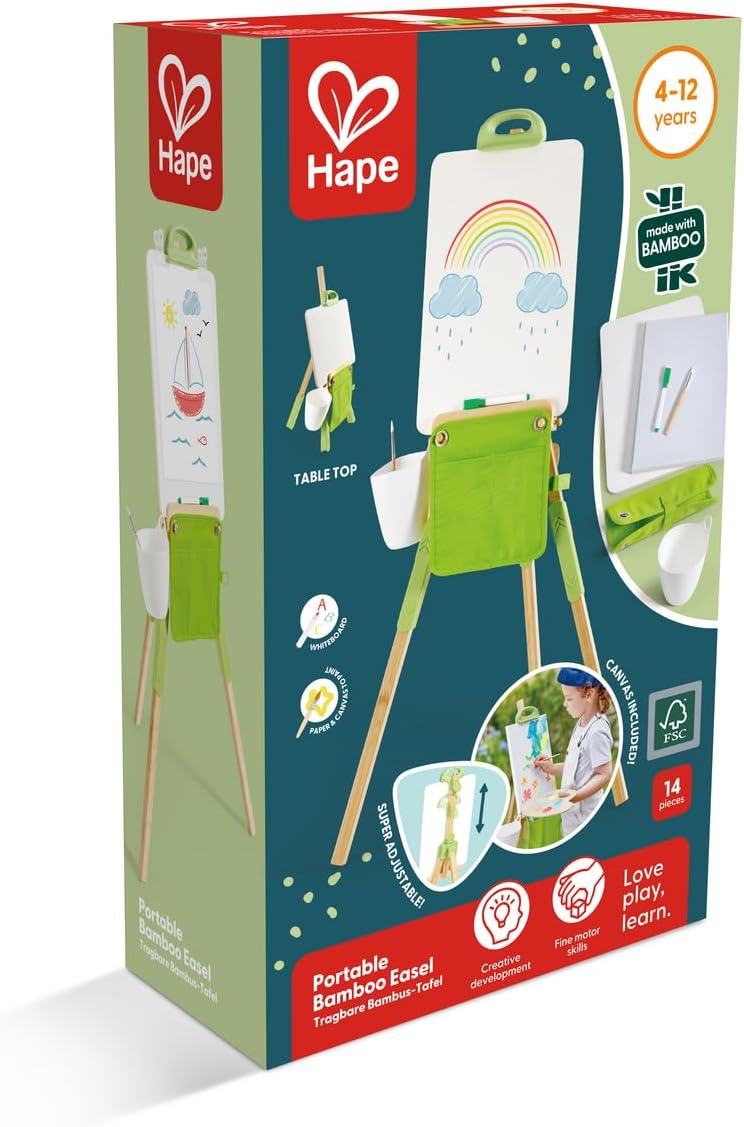 Fidtoy Set de Caballete de Bambú para Niños, Soporte de Dibujo Portátil