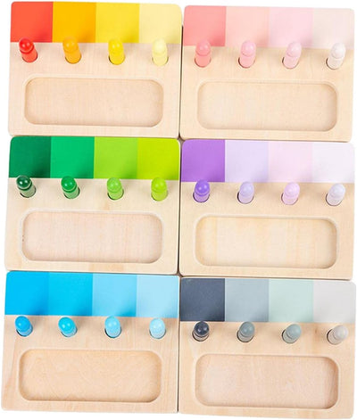 Fidtoy Juego de peones de madera – Juguete Montessori de aprendizaje de formas y colores para niños pequeños
